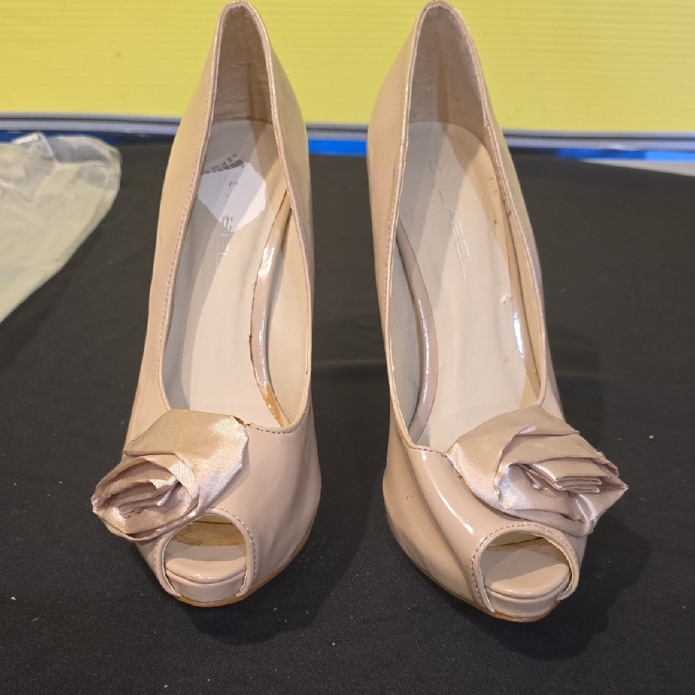 Elegant Cream Peep-Toe Heels